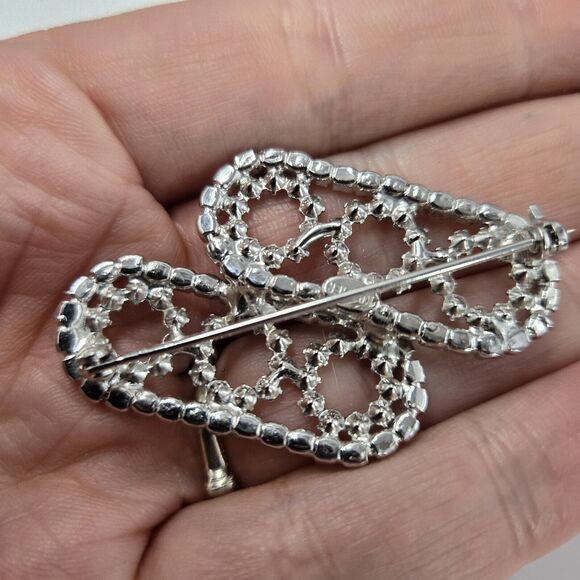 Vintage Unique Kramer New York Clear Crystal Rhinestone Brooch Pin Art Deco - Picture 4 of 6